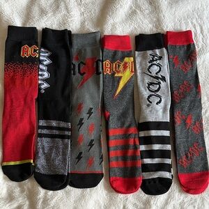 AC/DC Men's Casual Socks - Red, Black, Gray - 6 Pairs